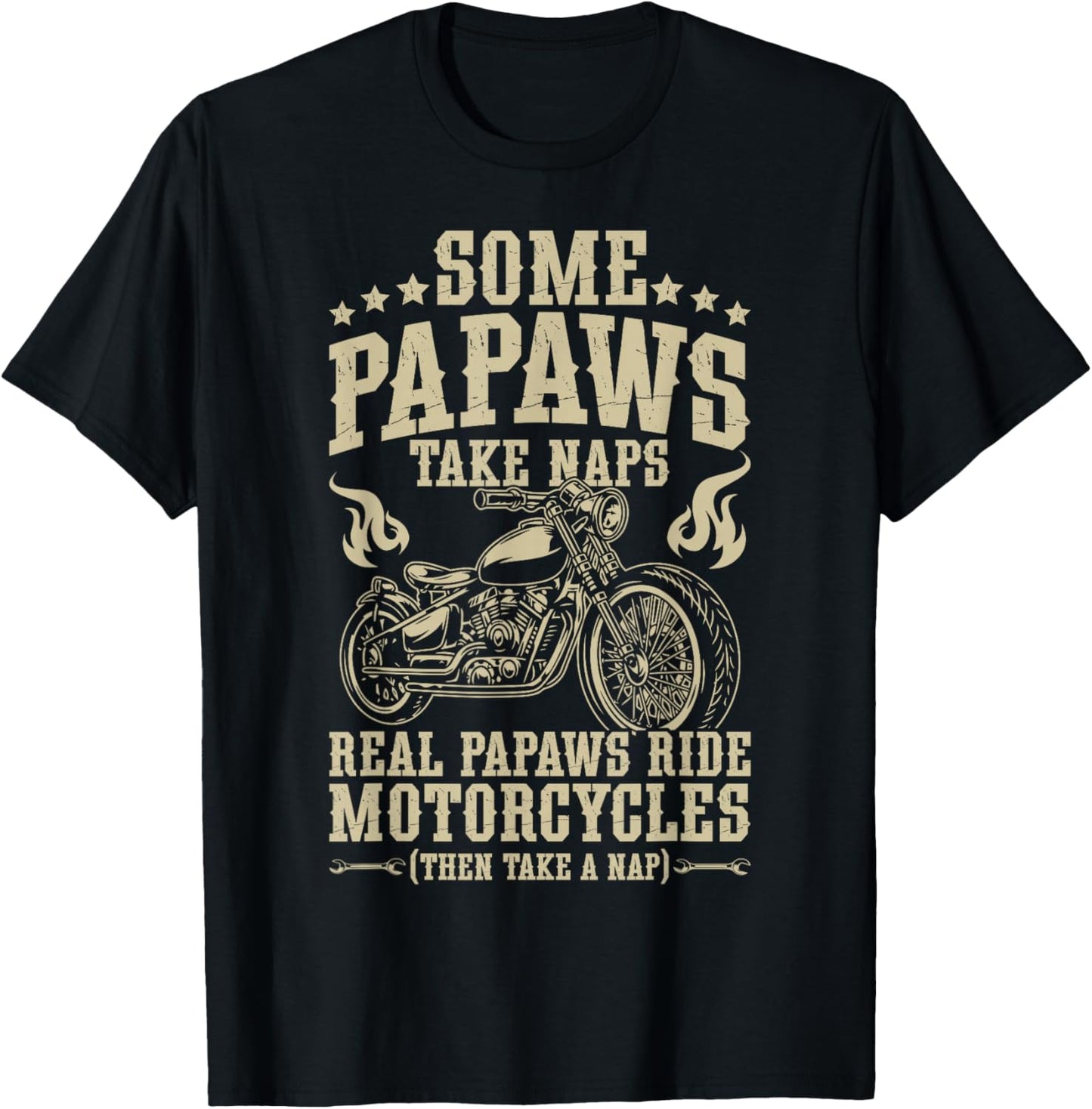 Real Papaws Ride Motorcycle Rider Papaw Biker Papaw T-Shirt - T-Shirt | Black