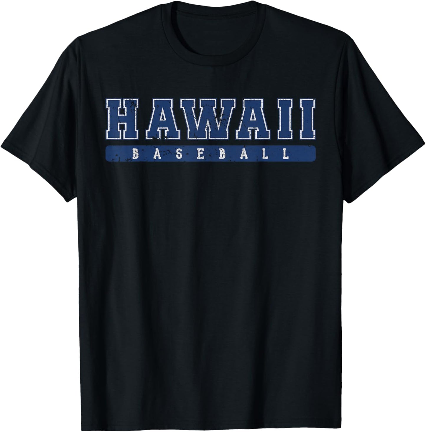 Hawaii Baseball Blue Vintage Text T-Shirt - T-Shirt | Black