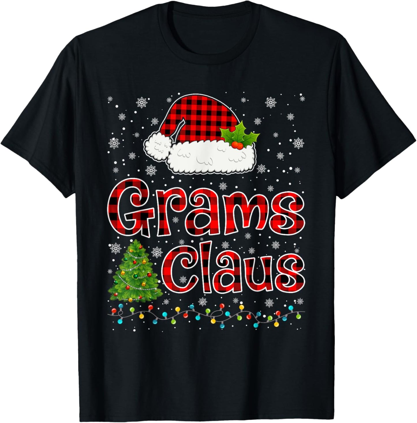 Funny Grams Claus Christmas Lights Xmas Pajama Family T-Shirt - T-Shirt | Black