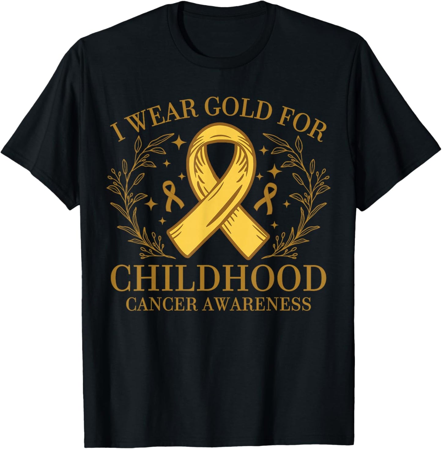 Yellow Support Ribbon For Childhood Cancer Awareness T-Shirt - T-Shirt | Black