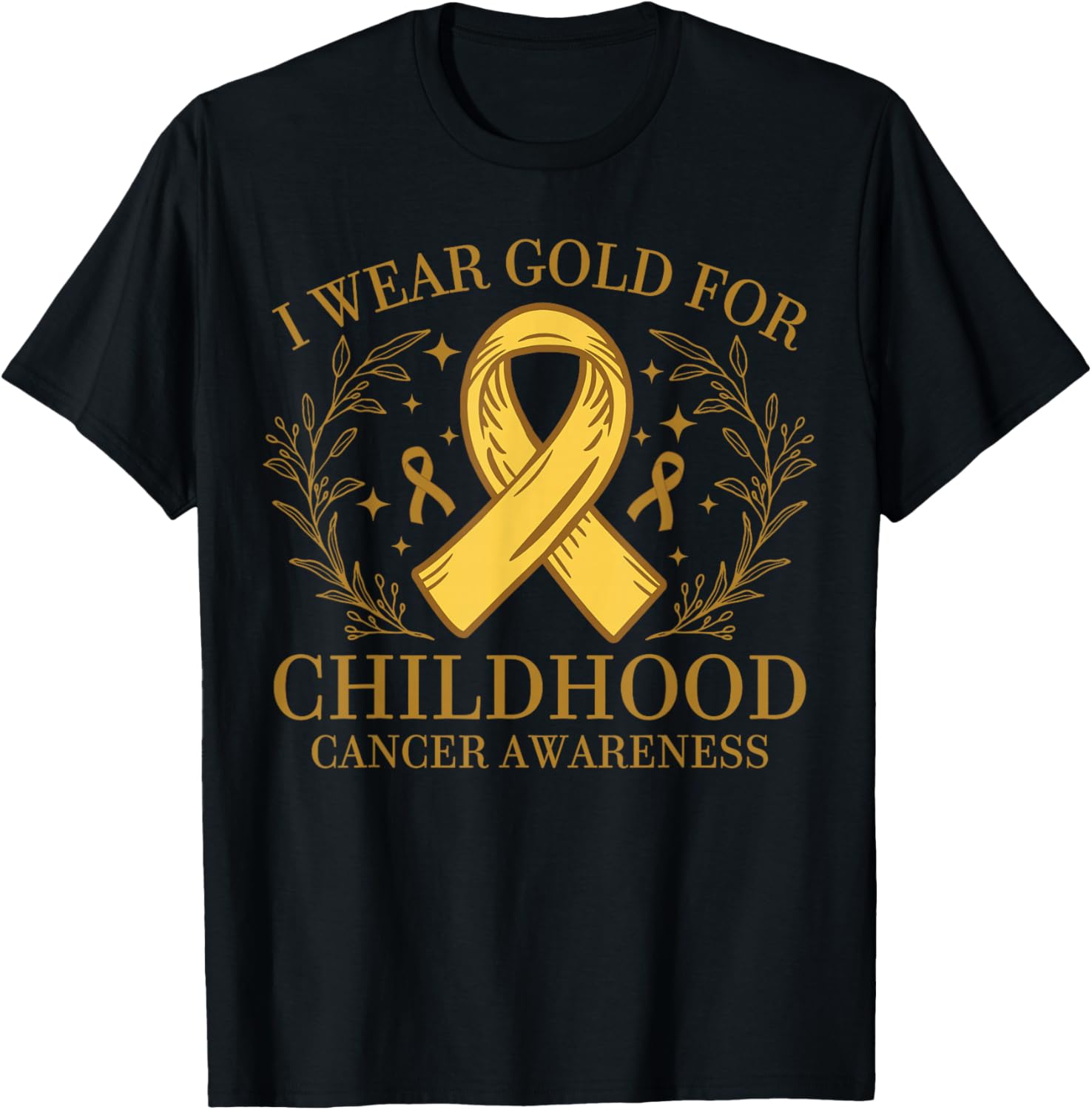 Yellow Support Ribbon For Childhood Cancer Awareness T-Shirt - T-Shirt | Black