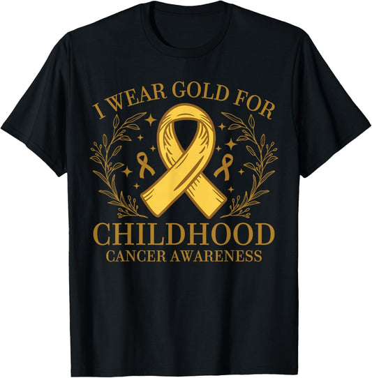 Yellow Support Ribbon For Childhood Cancer Awareness T-Shirt - T-Shirt | Black