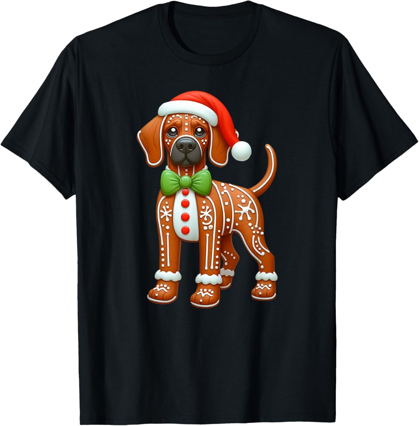Gingerbread Man Rhodesian Ridgeback Christmas T-Shirt - T-Shirt | Black