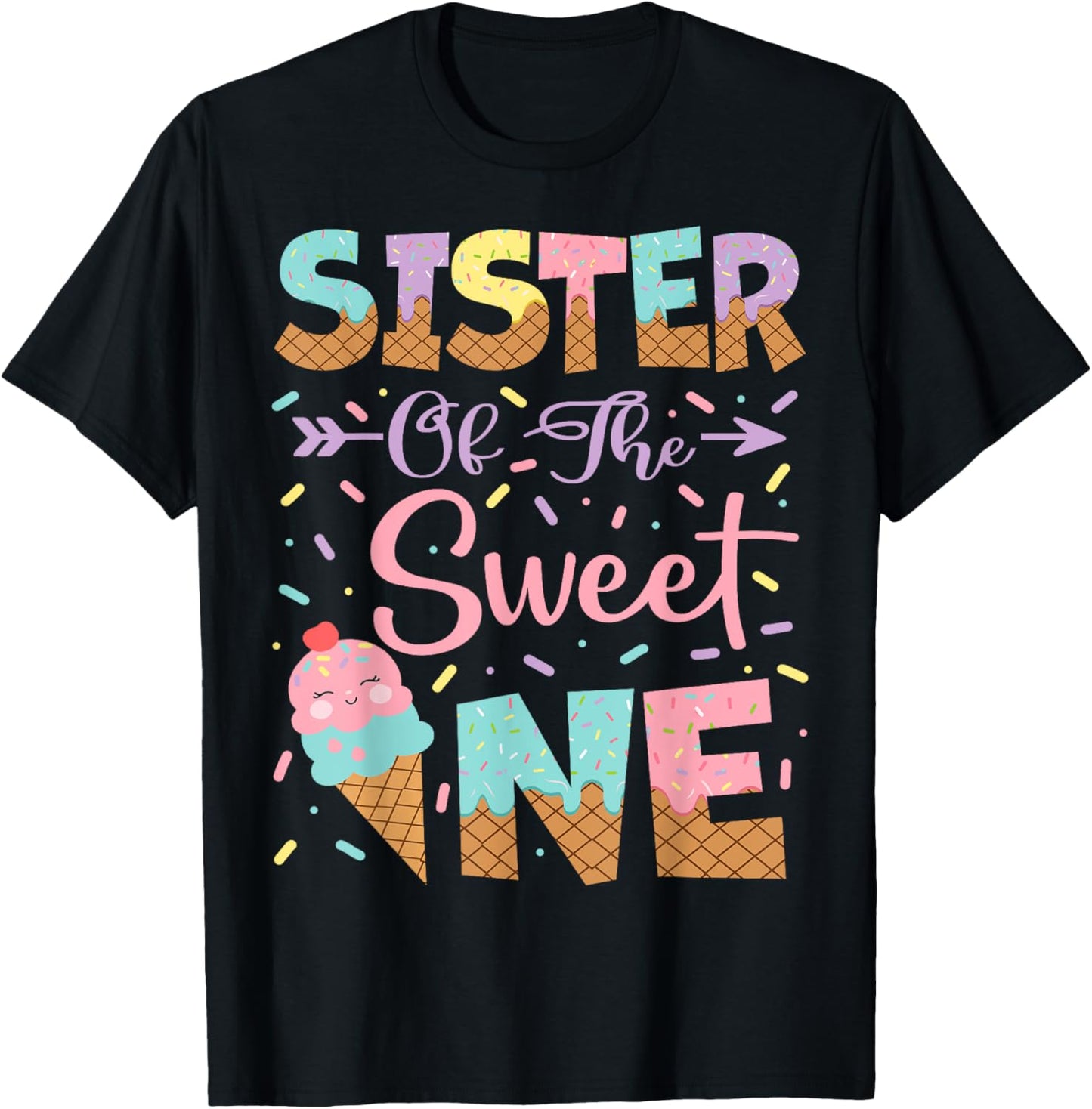 Sister Of The Sweet One Ice Cream 1St Birthday Girl T-Shirt - T-Shirt | Black