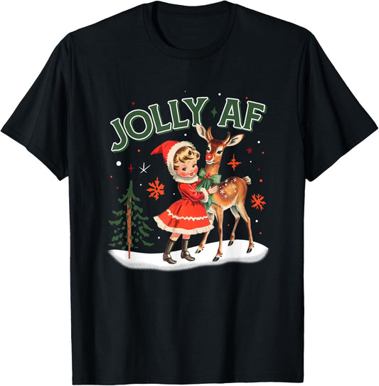 Funny Christmas Jolly AF , Women T-Shirt - T-Shirt | Black