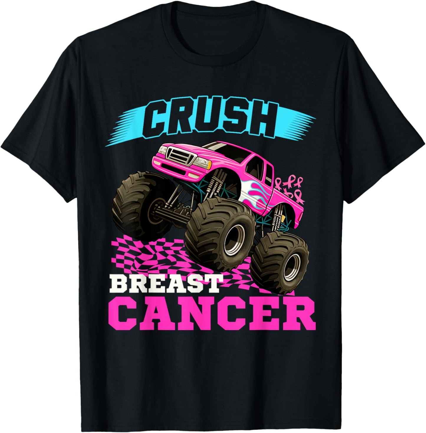 Crush Breast Cancer Monster Truck Wear Pink T-Shirt - T-Shirt | Black