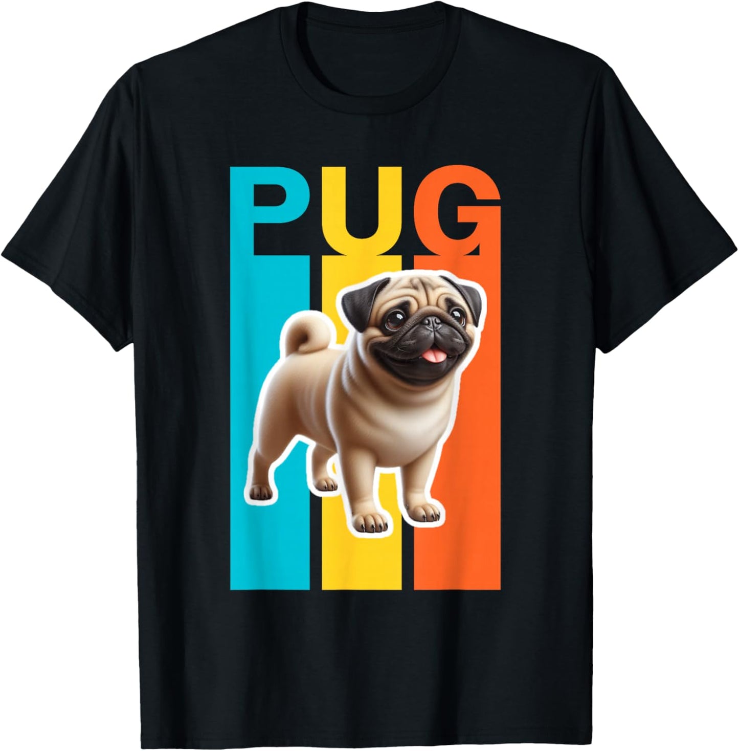 Colorful Pug T-Shirt - T-Shirt | Black