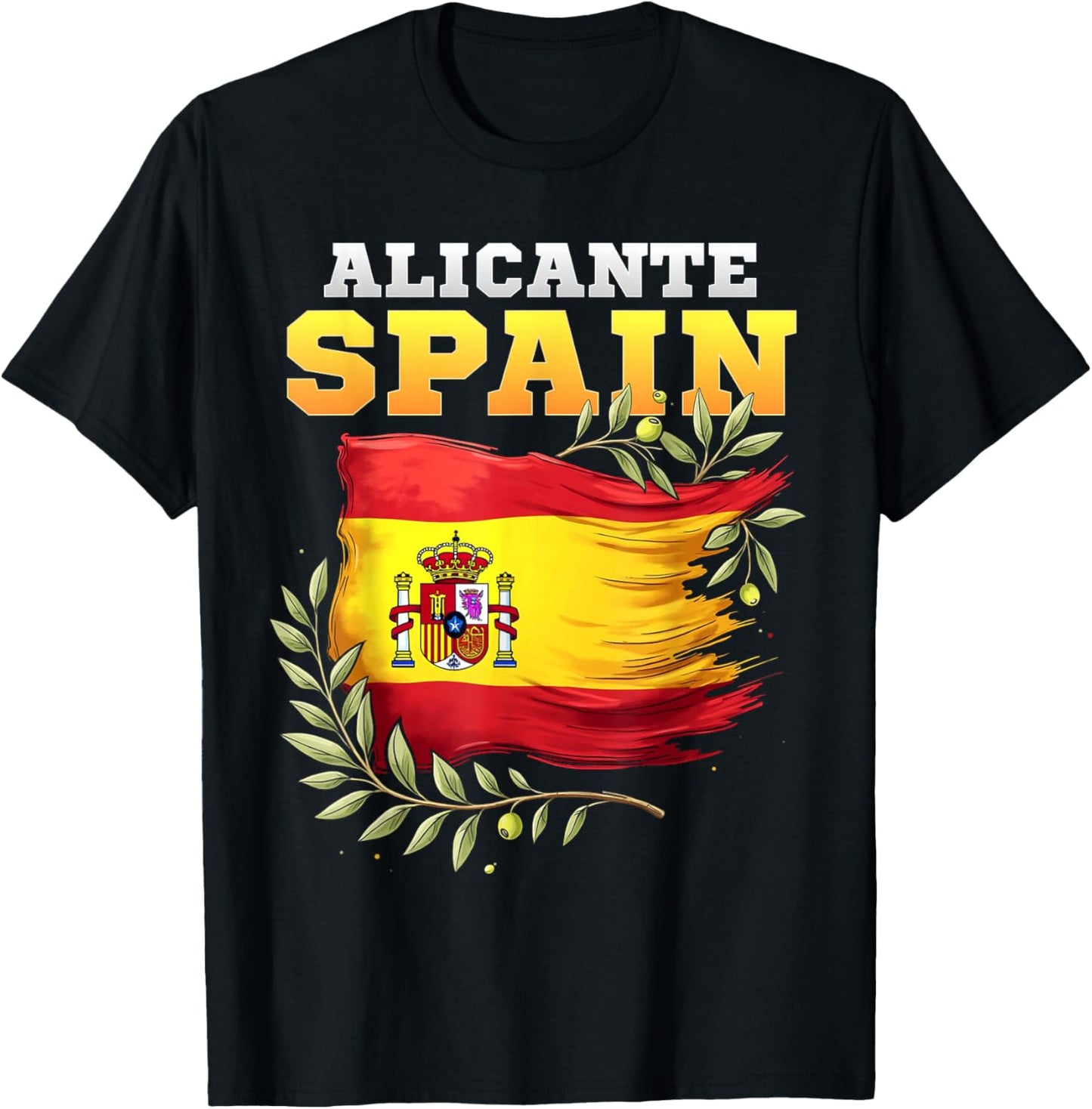 Alicante Spain Flag Espana Vacation Travel Souvenir T-Shirt - T-Shirt | Black