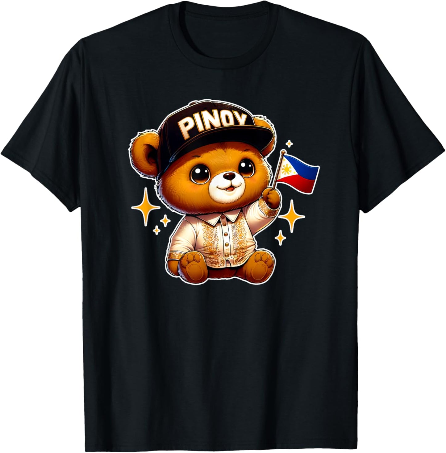 Pinoy Barong Teddy Bear Y2K Merch Philippines Flag Filipino T-Shirt - T-Shirt | Black