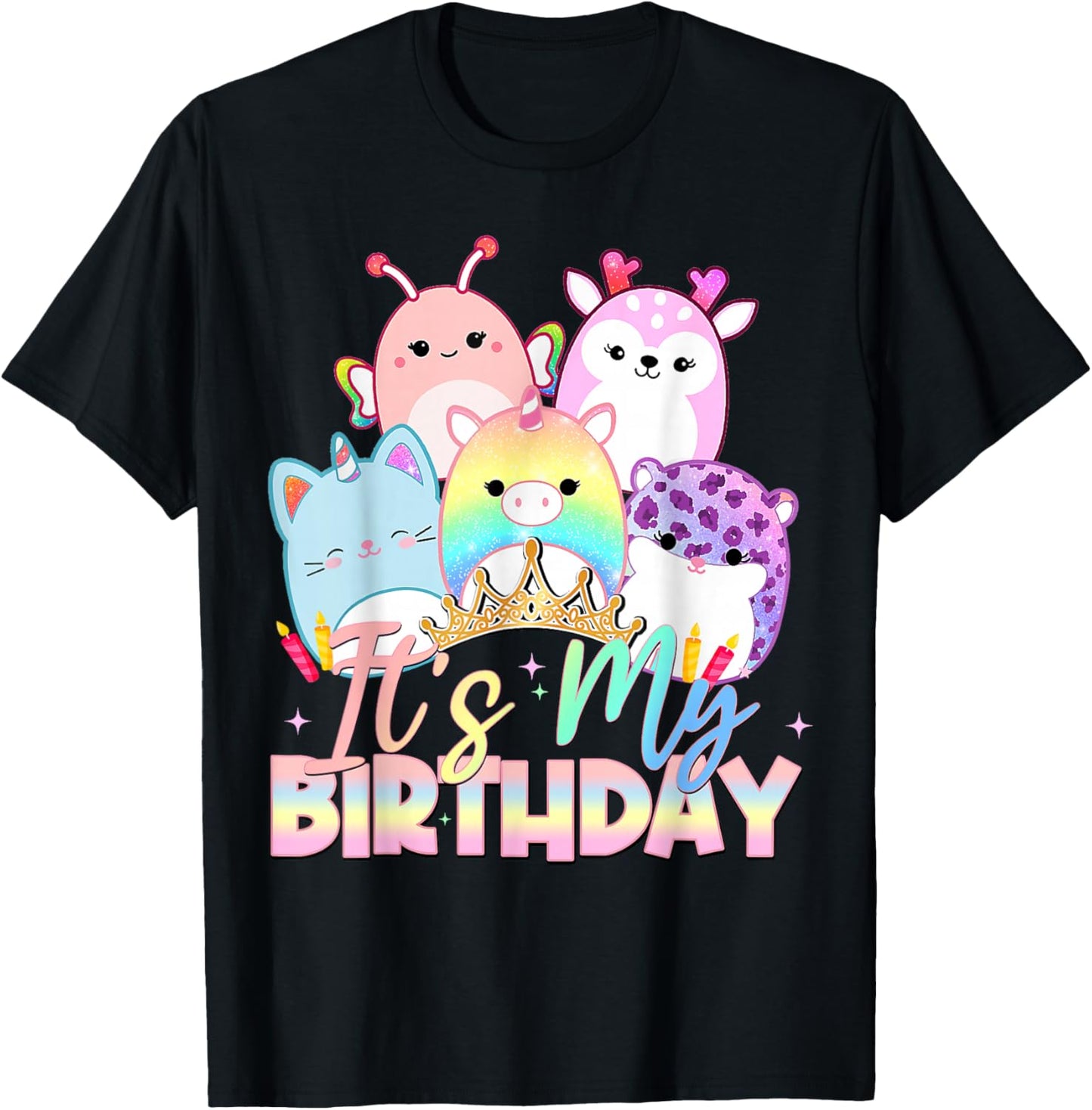 Birthday Party It's My Birthday Squish Squad Mallow Girls T-Shirt - T-Shirt | Black