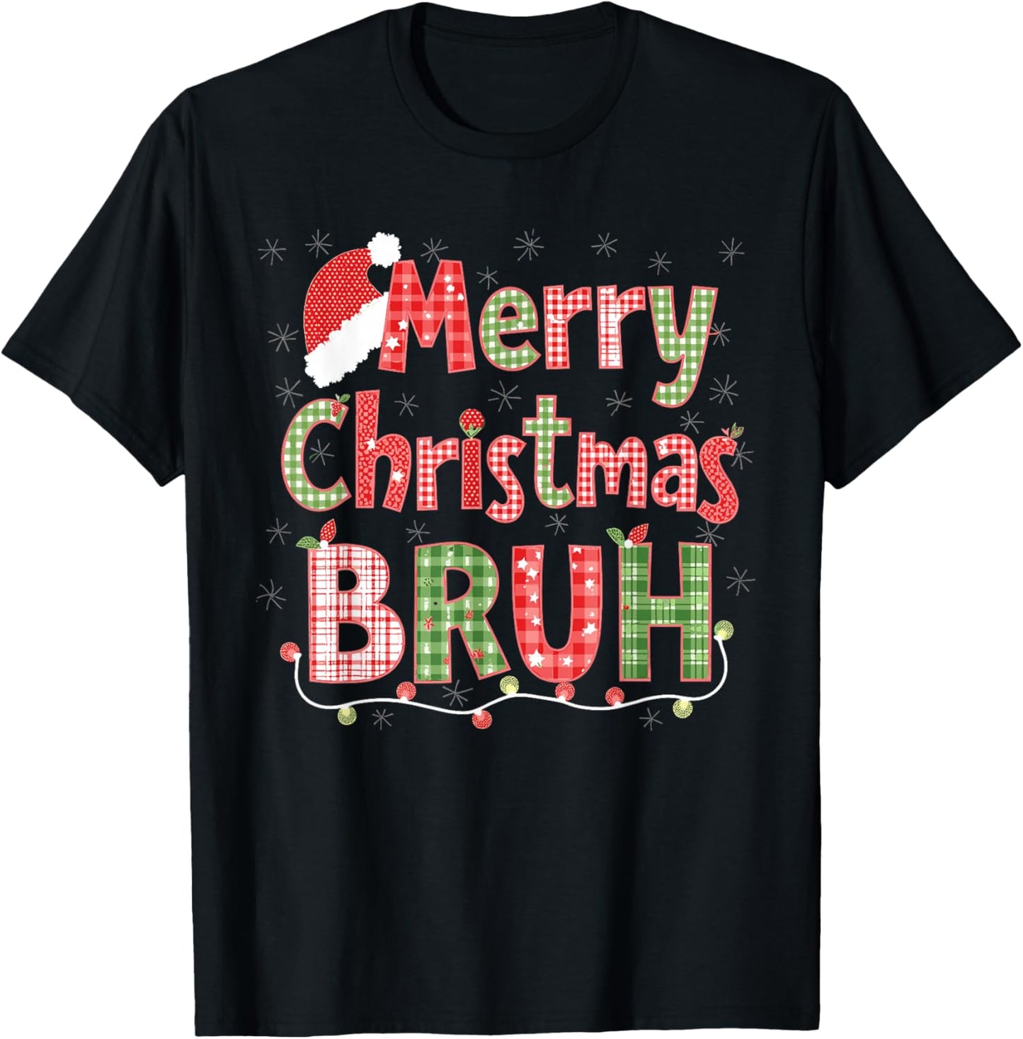 Merry Christmas Bruh Fun Festive Internet Humor Buffalo T-Shirt - T-Shirt | Black