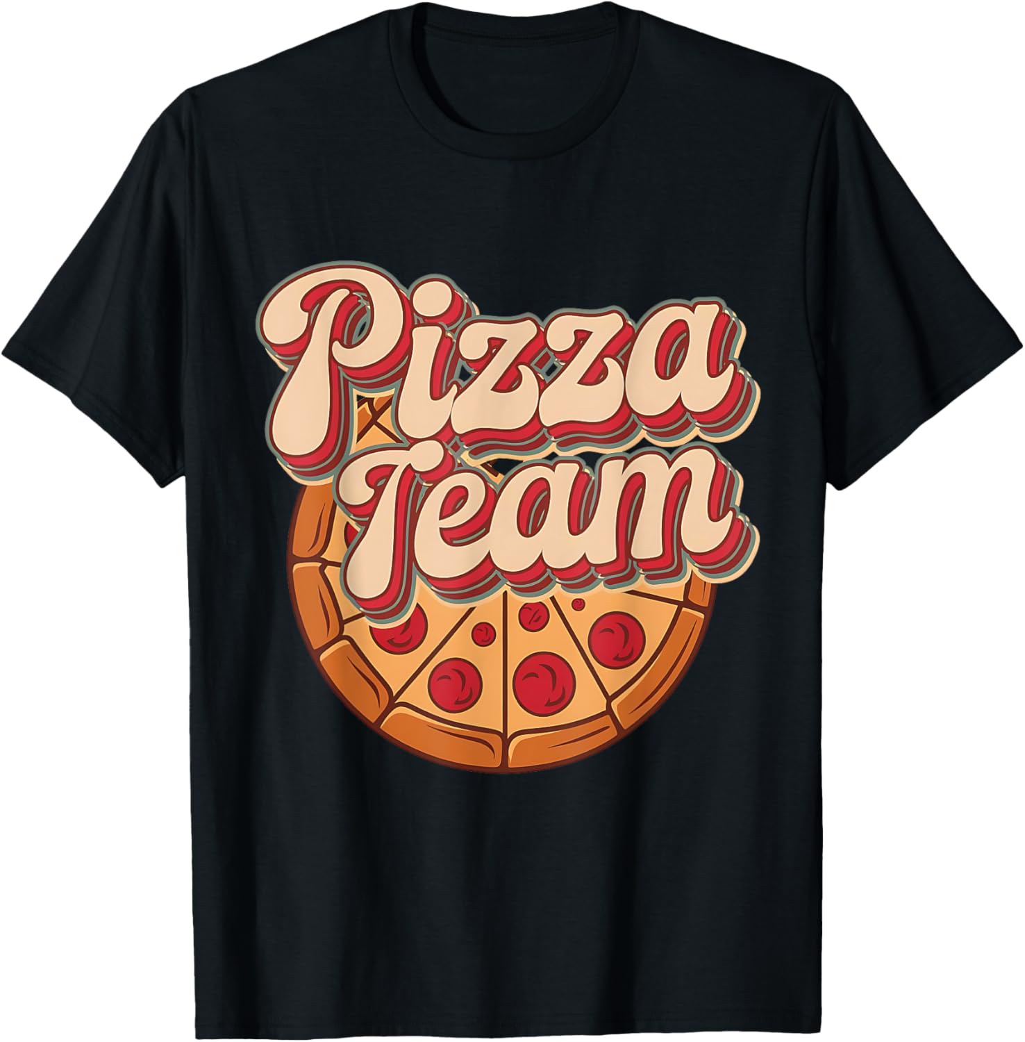 Pizza Team Retro Vintage Family Matching Italian Food T-Shirt - T-Shirt | Black