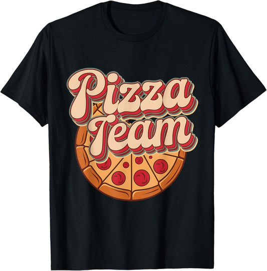 Pizza Team Retro Vintage Family Matching Italian Food T-Shirt - T-Shirt | Black