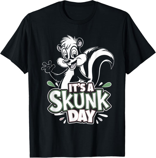 Skunk Day Funny Cartoon Animal Humor Theme Nature Lover T-Shirt - T-Shirt | Black
