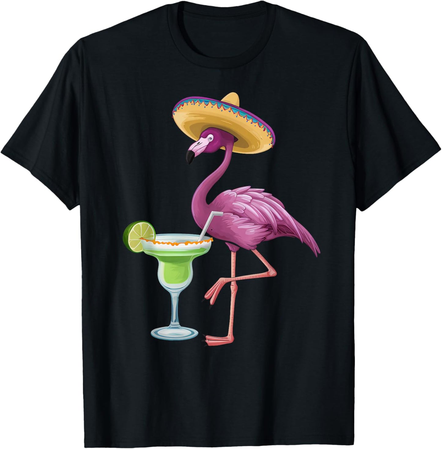 Mexican Flamingo Mexico Vacation Pink Tropical Flock 70s 80s T-Shirt - T-Shirt | Black