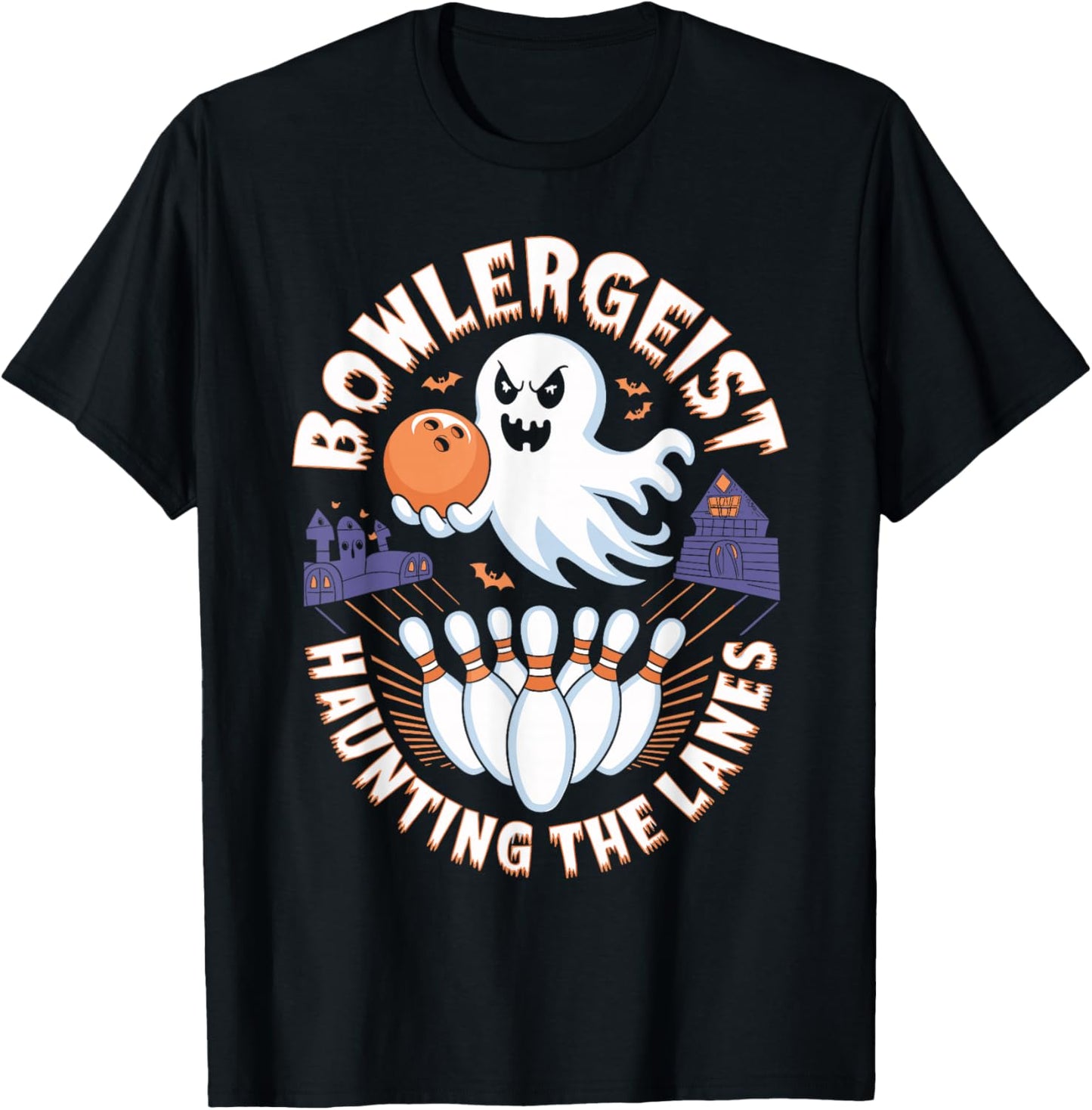 Bowlergeist Haunting the Lanes Halloween Bowling T-Shirt - T-Shirt | Black