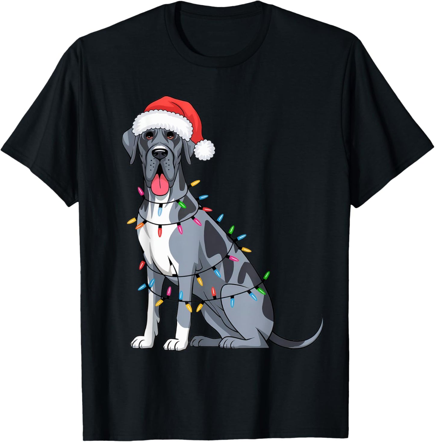 Great Dane Christmas Lights Xmas Dogs Gifts Women T-Shirt - T-Shirt | Black