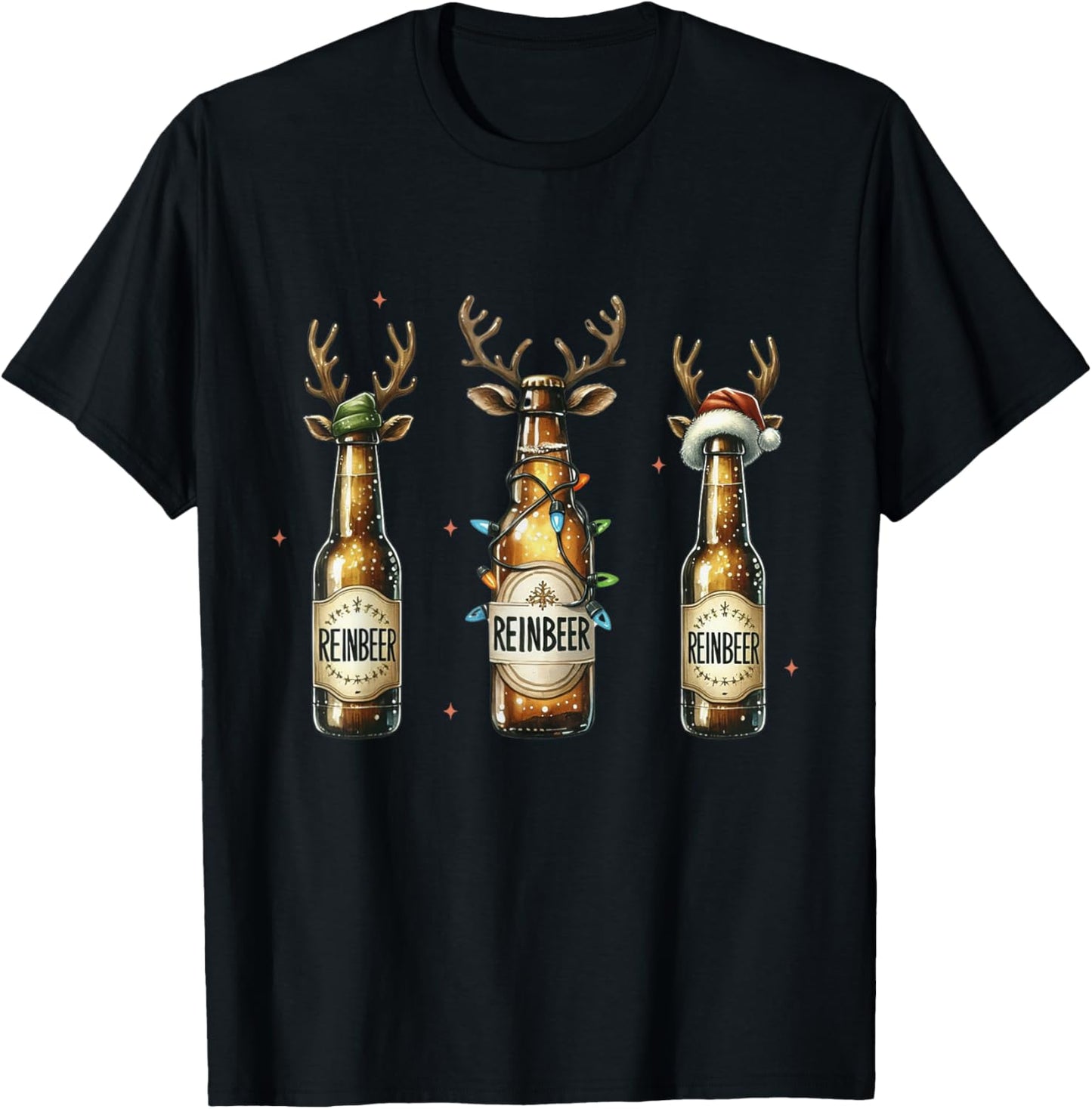 Reinbeers Funny Reindeer Beer Christmas Drinking T-Shirt - T-Shirt | Black