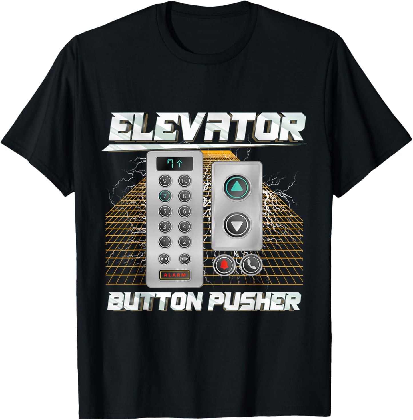 Elevator Button Pusher | Meme | Funny Elevator T-Shirt - T-Shirt | Black