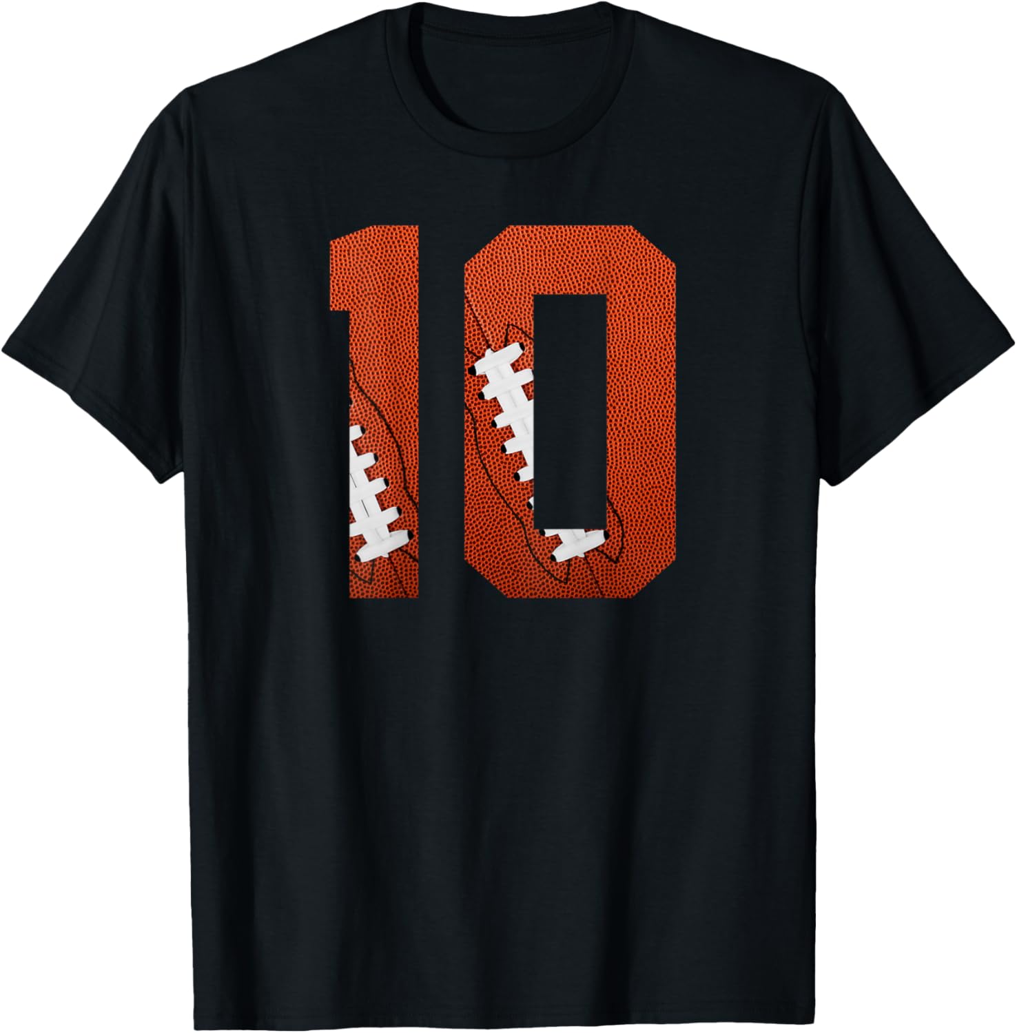 Number 10 BACKSIDE - American Football Jersey Numbered T-Shirt - T-Shirt | Black