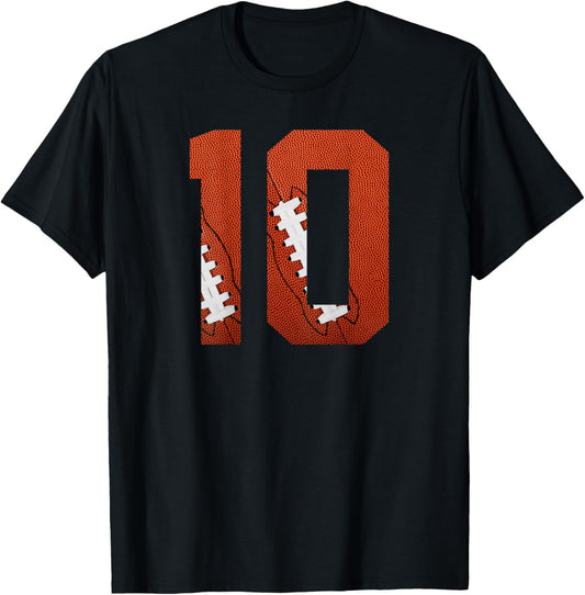 Number 10 BACKSIDE - American Football Jersey Numbered T-Shirt - T-Shirt | Black