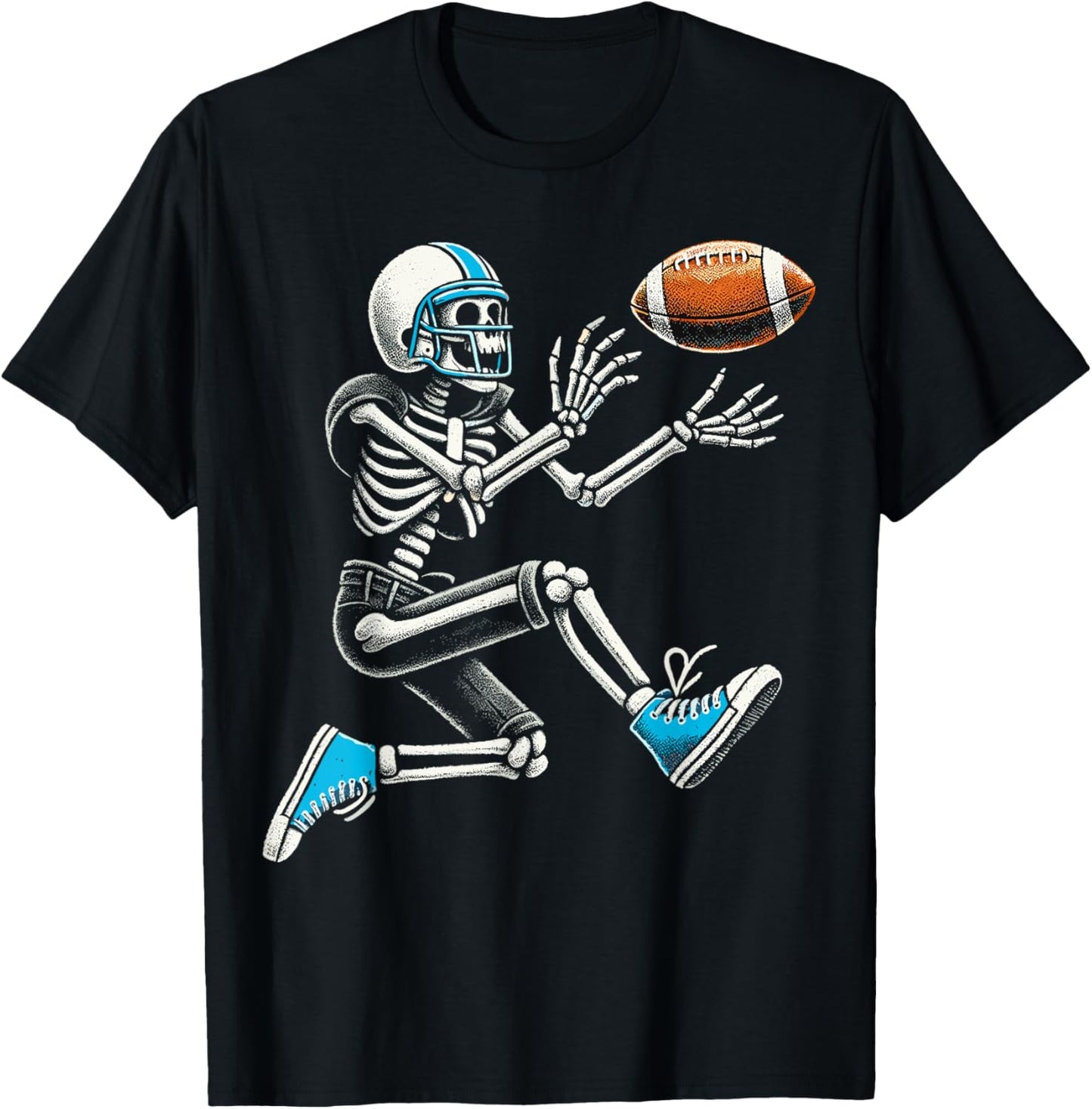 American Football Skeleton Halloween T-Shirt - T-Shirt | Black