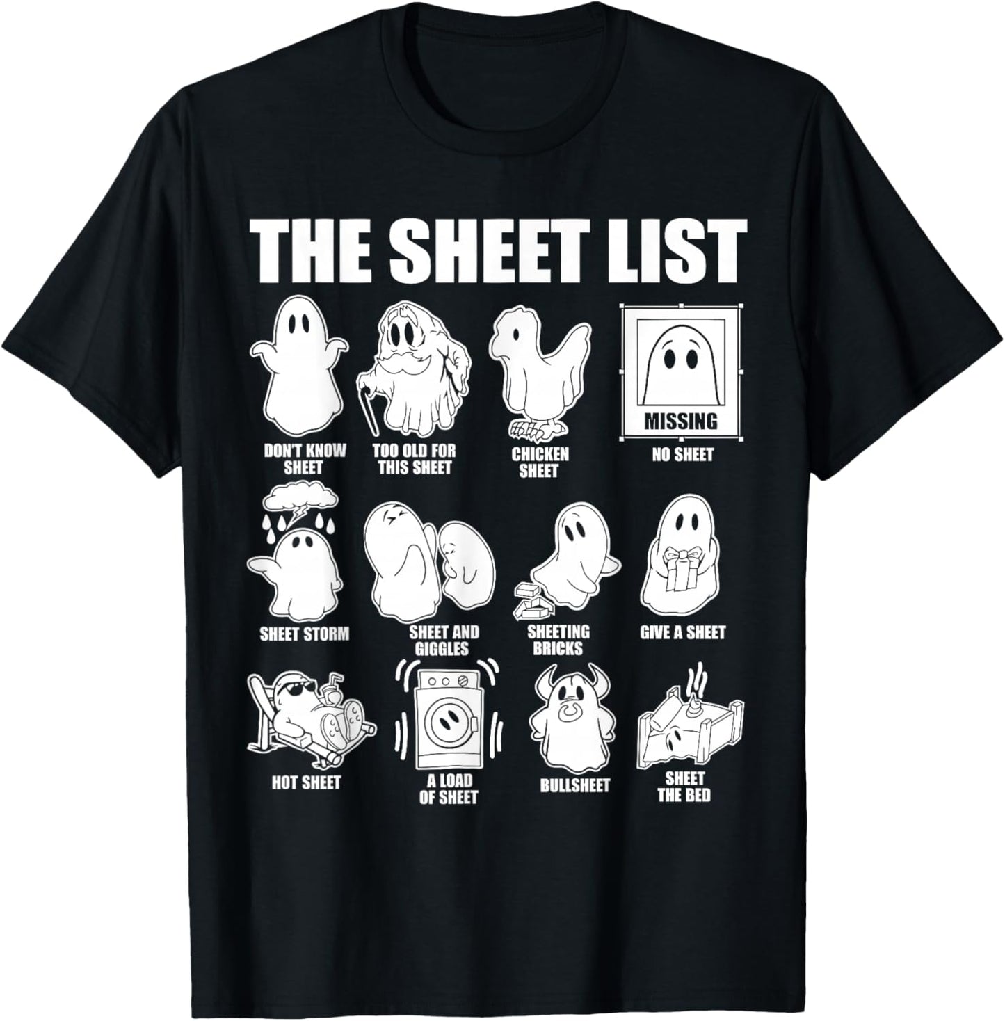 Halloween funny shirt Boo Sheet Halloween the sheet list T-Shirt - T-Shirt | Black