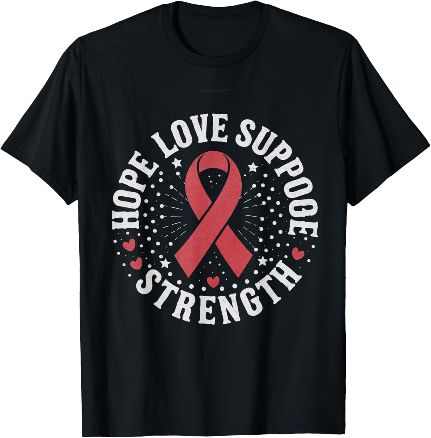 Red Ribbon Week 2024 HOPE LOVE SUPPORT Red Ribbon Week T-Shirt - T-Shirt | Black