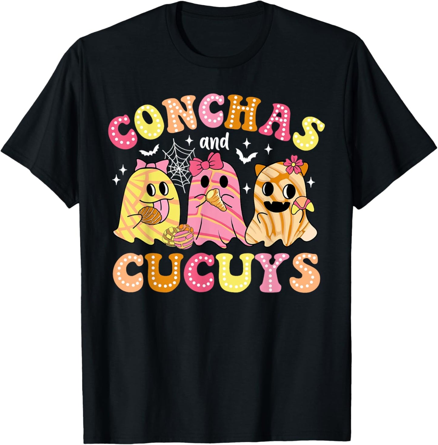 Cute Conchas And Cucuys Ghost Funny Halloween Mexican Ghost T-Shirt - T-Shirt | Black
