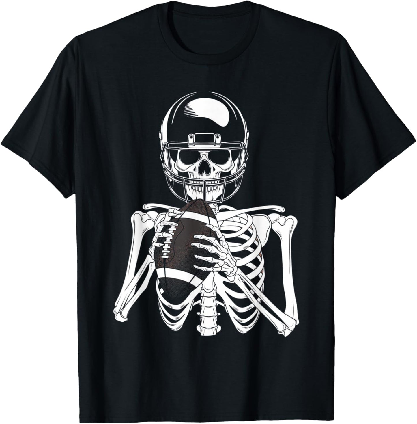 American Football Skeleton Football Player Halloween Spooky T-Shirt - T-Shirt | Black