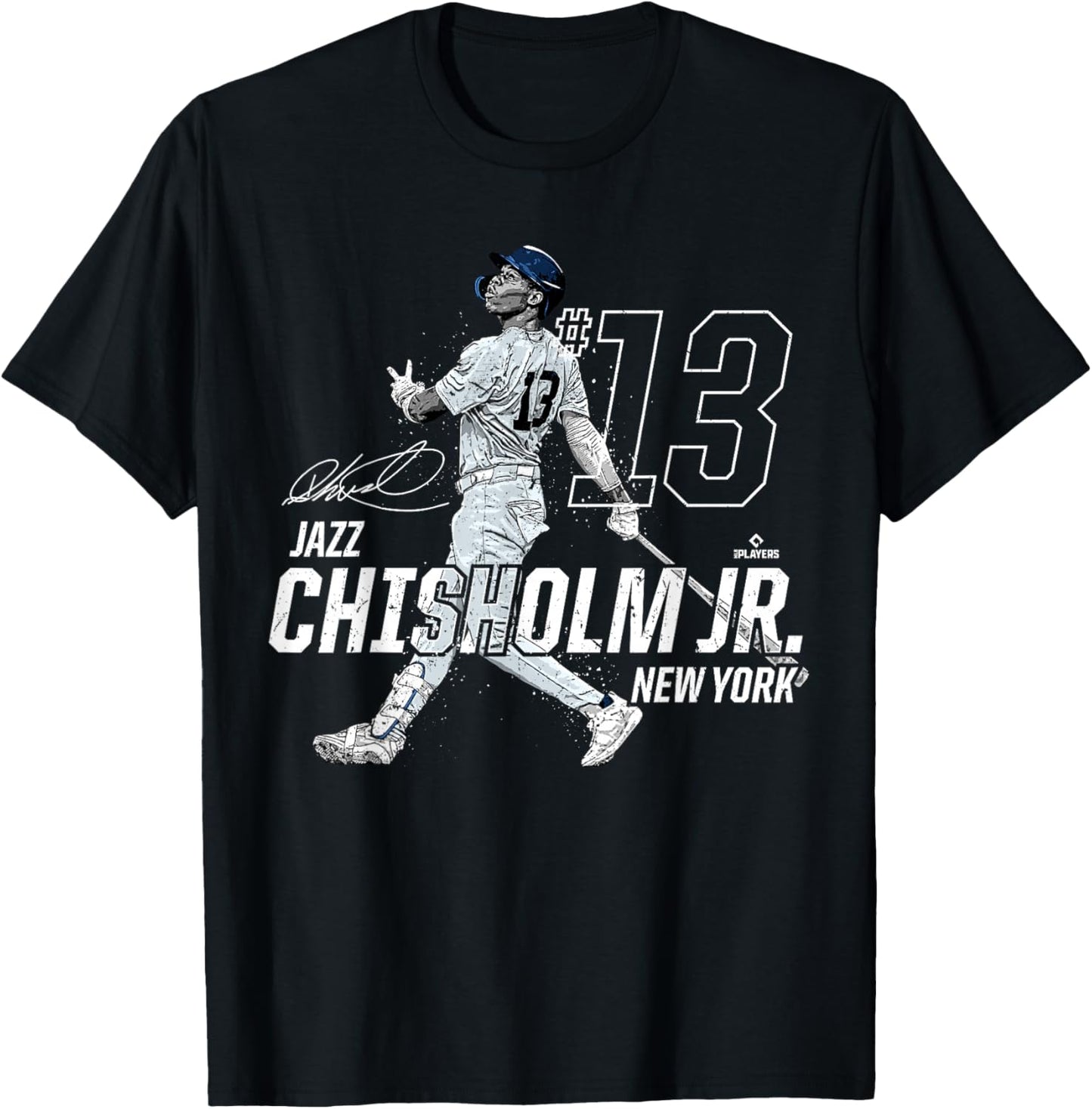 Dynamic Pose Jazz Chisholm Jr New York Baseball MLBPA T-Shirt - T-Shirt | Black