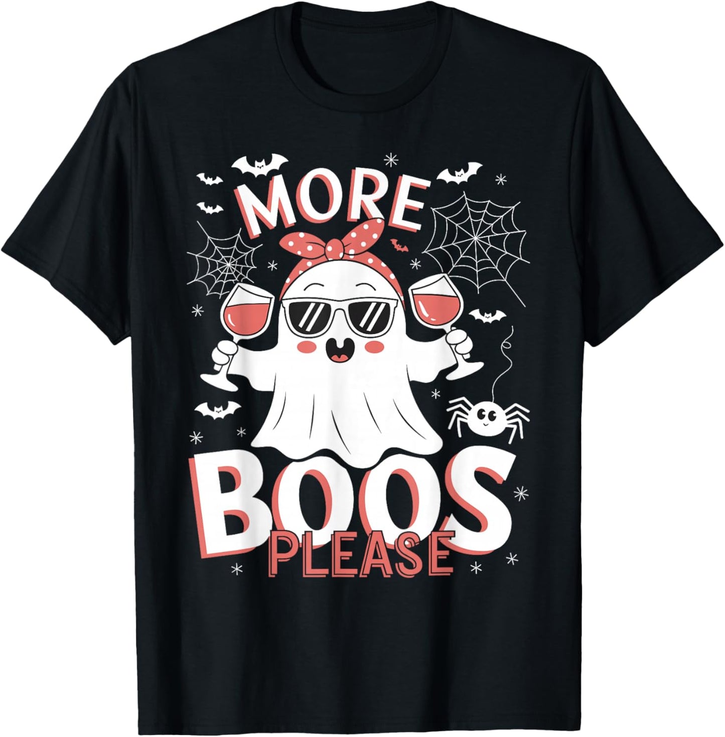 More Boos Please Ghost Wine Halloween Drinking Costume T-Shirt - T-Shirt | Black