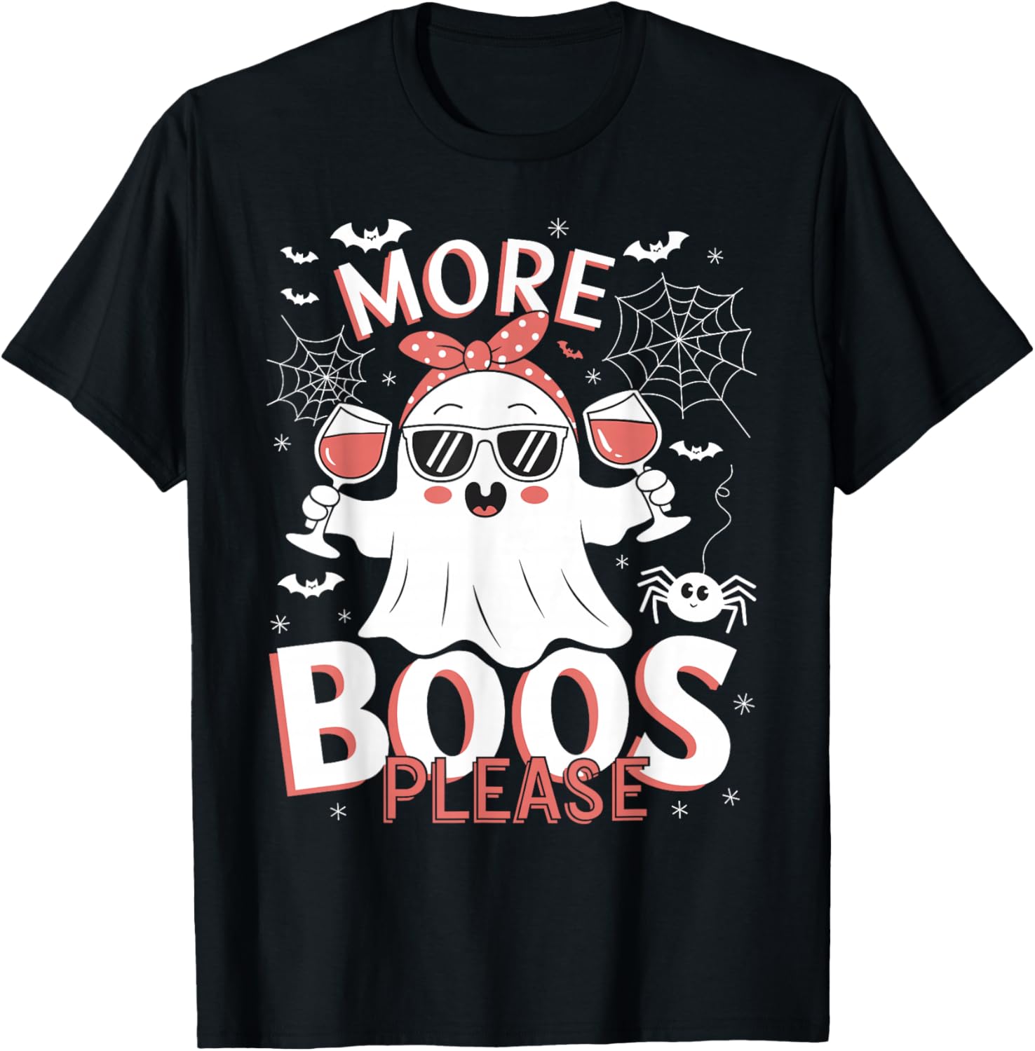 More Boos Please Ghost Wine Halloween Drinking Costume T-Shirt - T-Shirt | Black