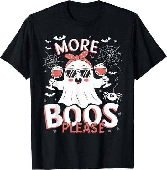 More Boos Please Ghost Wine Halloween Drinking Costume T-Shirt - T-Shirt | Black