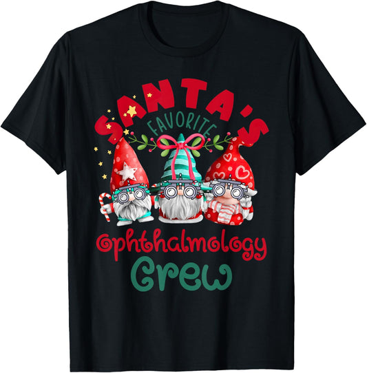 Santa's Favorite Ophthalmology Crew Eye Doctor Christmas T-Shirt - T-Shirt | Black