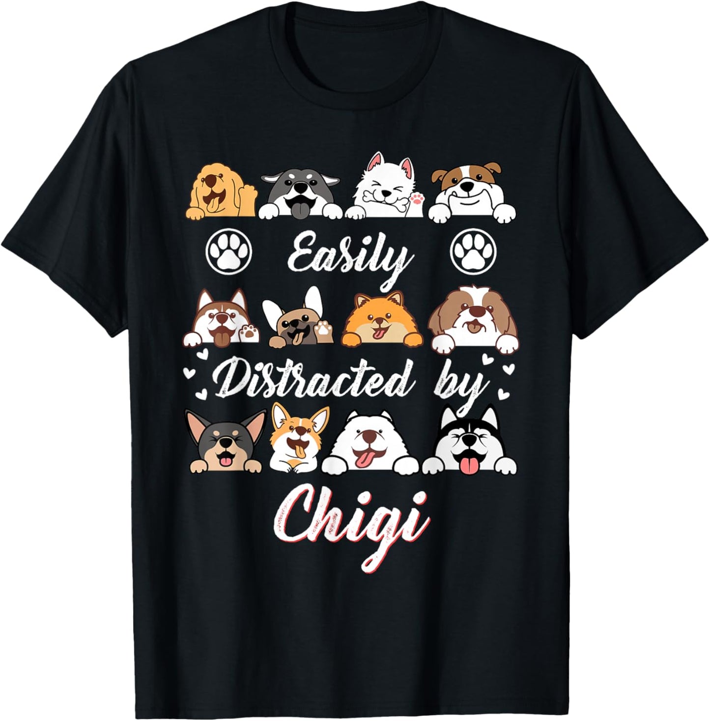 Easily Distracted by Chigi Chihuahua Mix Funny Corgi Mix T-Shirt - T-Shirt | Black