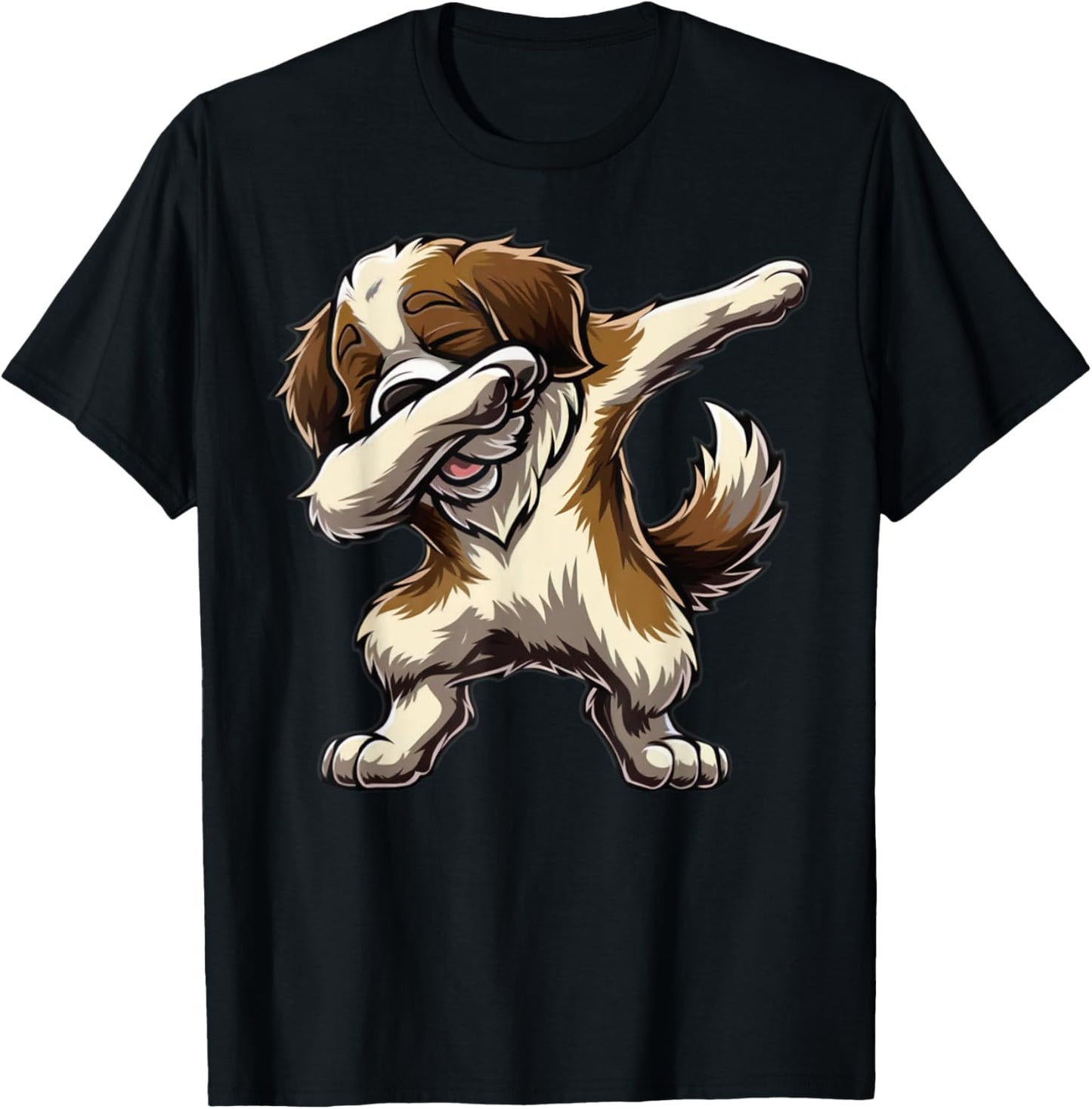 Dabbing Saint Bernard Dab Dance Dog Lover Gifts Men Women T-Shirt - T-Shirt | Black