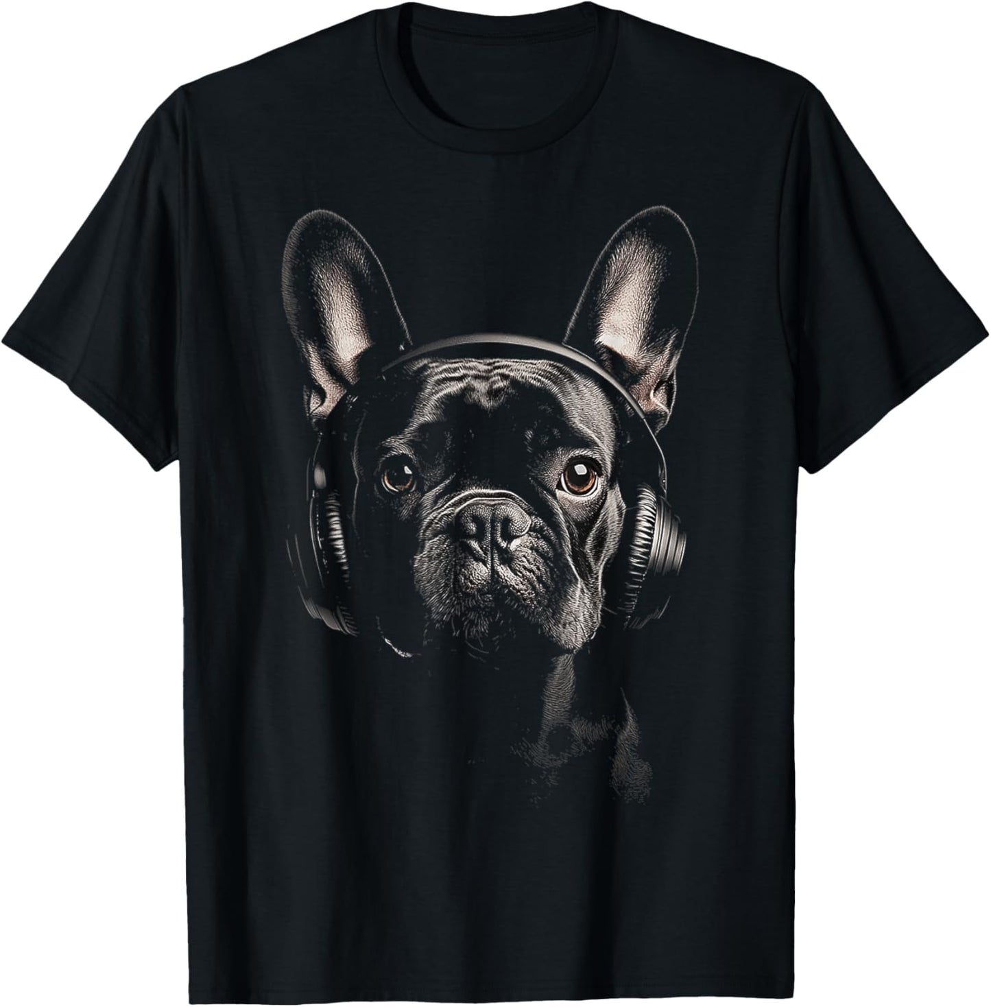 French Bulldog Dog Pet Art Music Headphone French Bulldog Women Kids T-Shirt - T-Shirt | Black