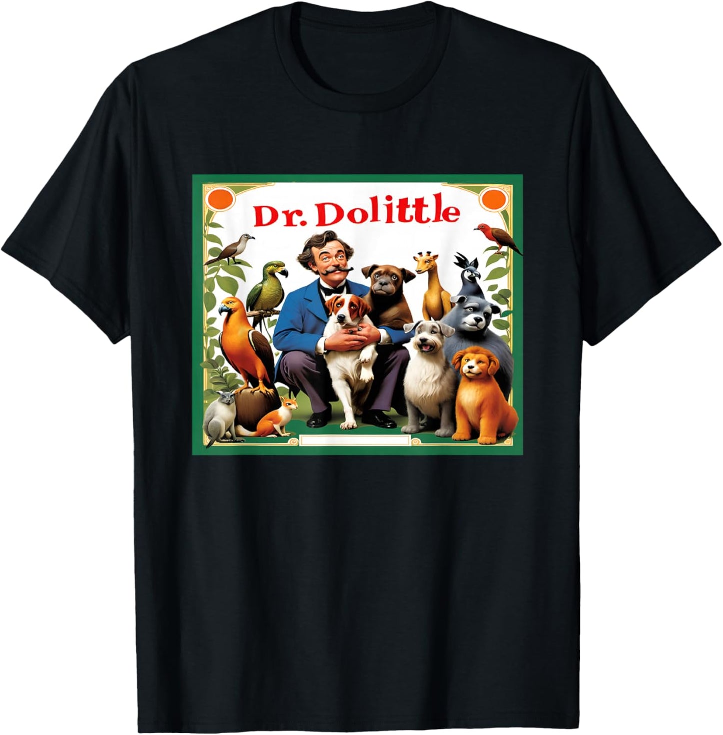 Animal Doctor & Communicator Dr Dolittle Children's Book Cover T-Shirt - T-Shirt | Black