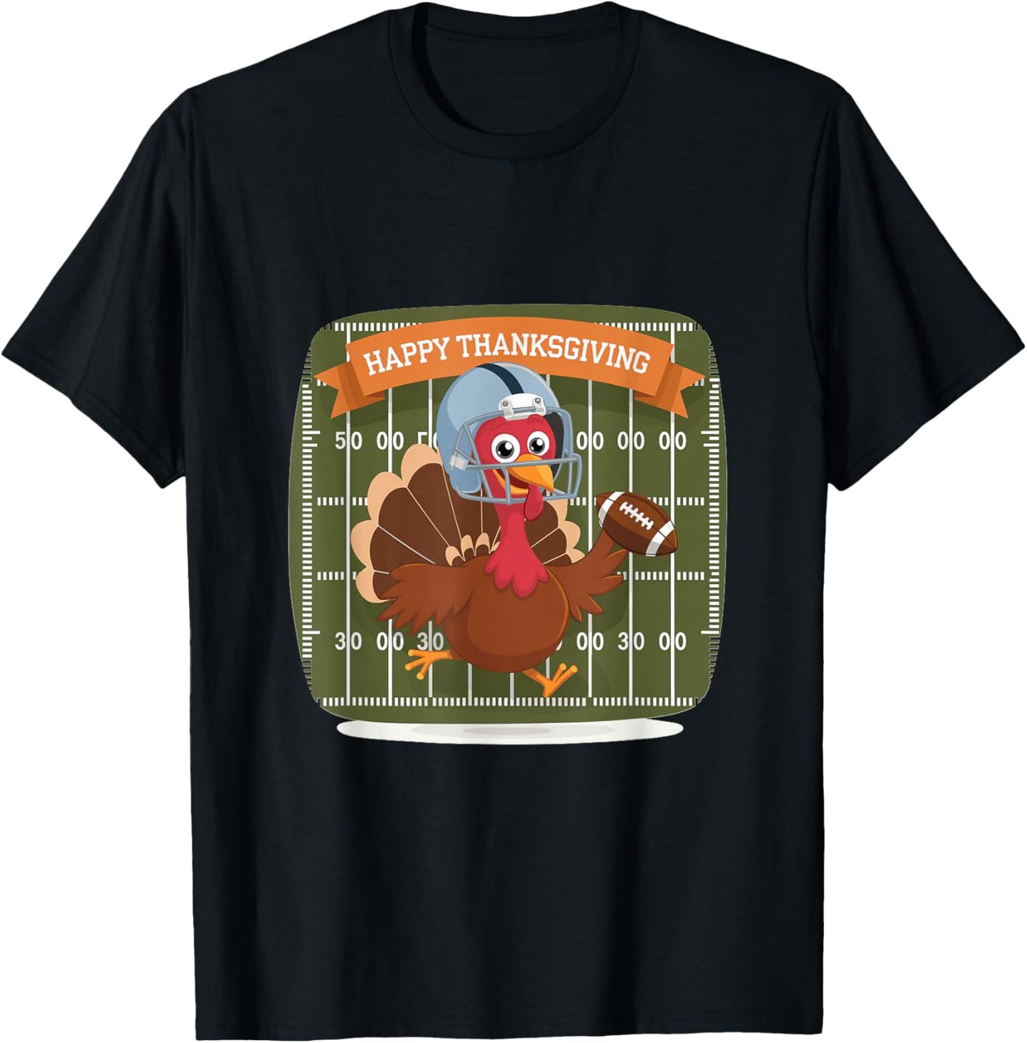 Thanksgiving Football Turkey Happy Thanksgiving T-Shirt - T-Shirt | Black