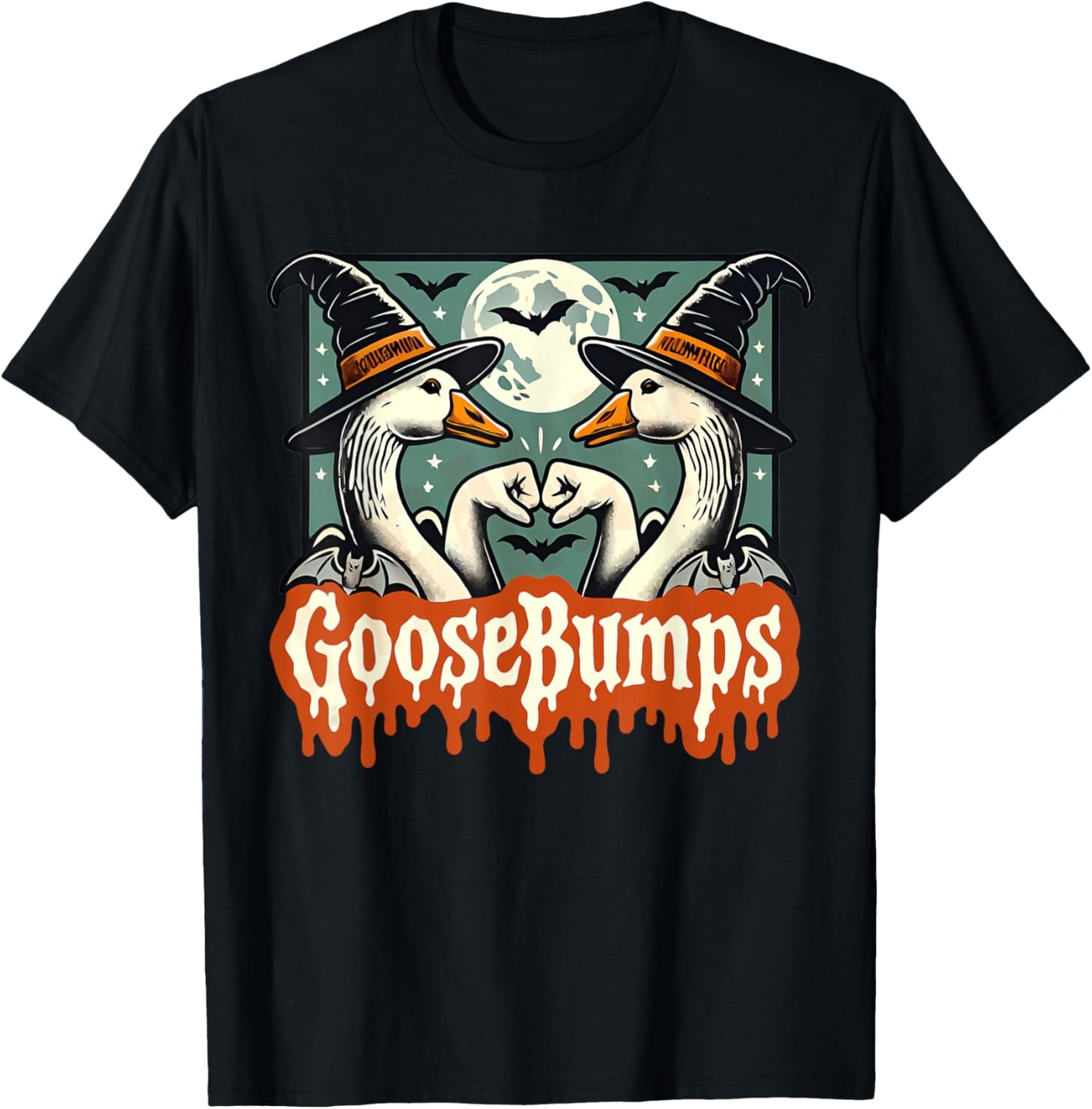 Goose Bumps Goosebumps Funny Geese Fist Bump Pun Halloween T-Shirt - T-Shirt | Black