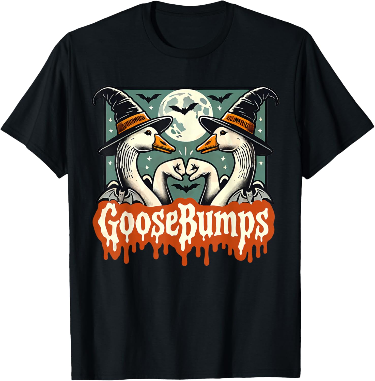 Goose Bumps Goosebumps Funny Geese Fist Bump Pun Halloween T-Shirt - T-Shirt | Black