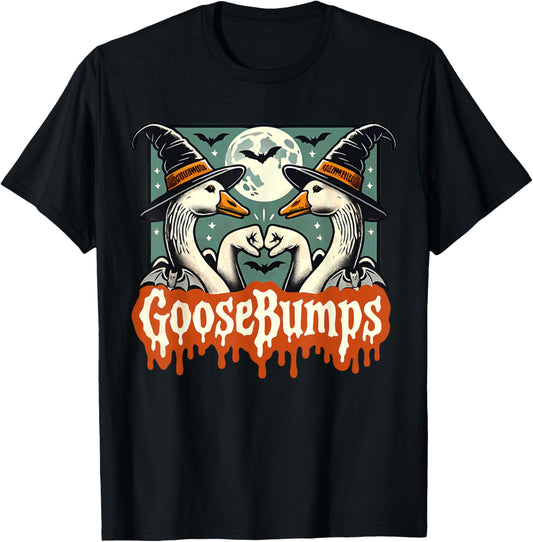 Goose Bumps Goosebumps Funny Geese Fist Bump Pun Halloween T-Shirt - T-Shirt | Black