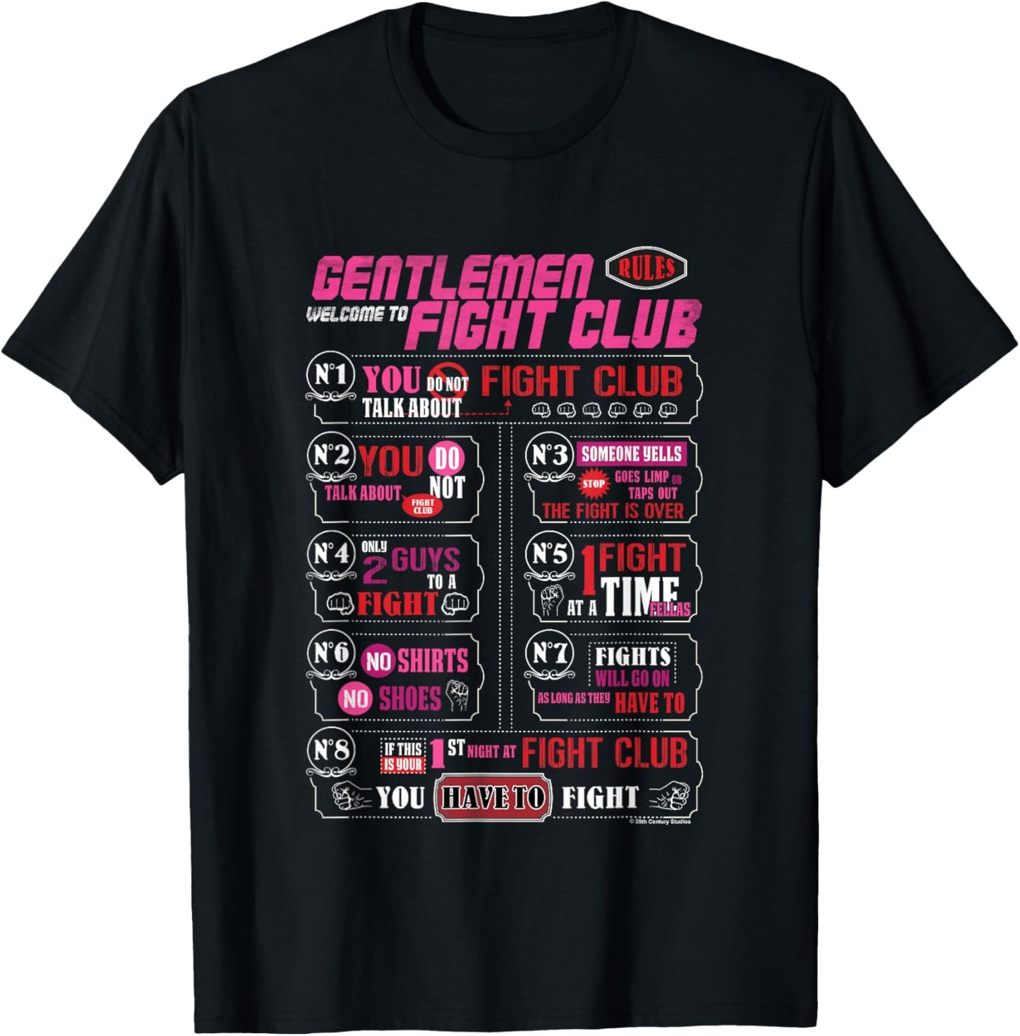 Fight Club Gentlemen Welcome to Fight Club Retro Big Poster T-Shirt - T-Shirt | Black