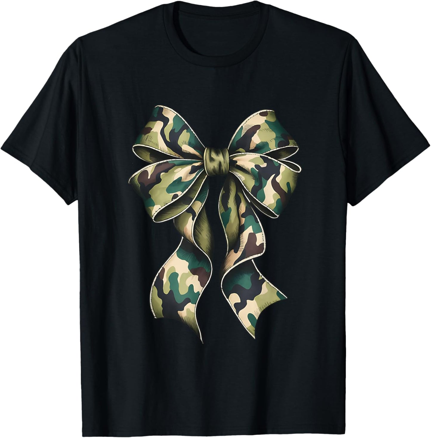 Camouflage Old Camo Bow Camo Coquette Bow Hunting Women T-Shirt - T-Shirt | Black