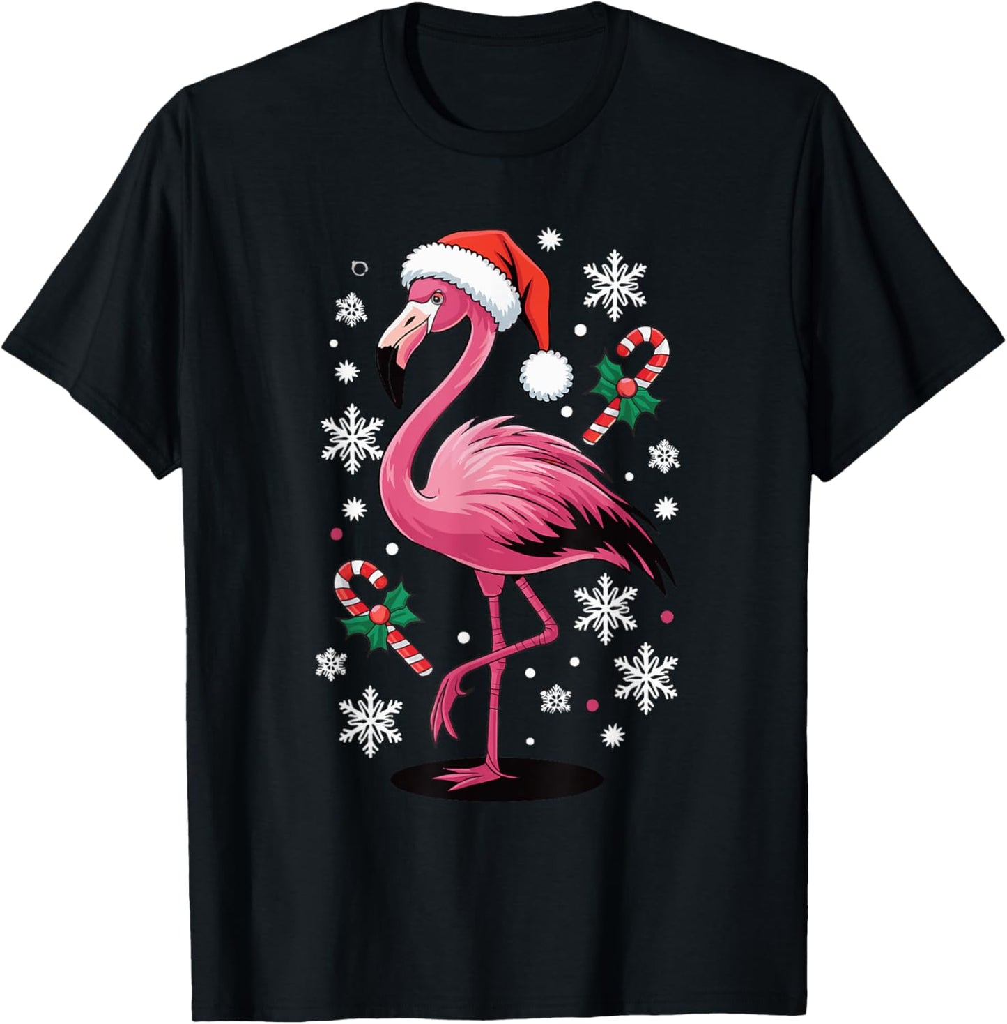 Flamingo Christmas T-Shirt - T-Shirt | Black