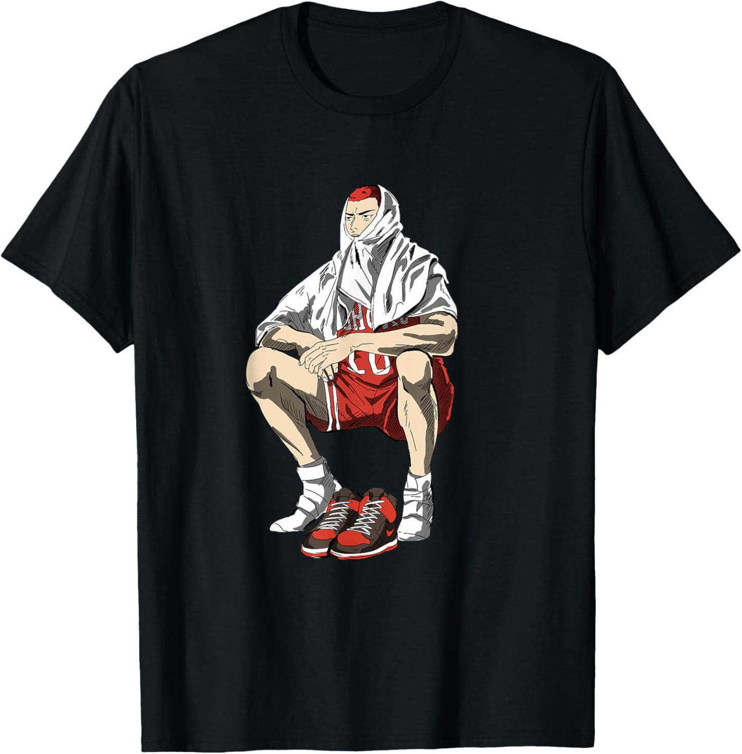 Bokchu Hanamichi Sakuragi Anime Cartoon , Black, Small, -Adults, Short Sleeve, , Casual, Trendy T-Shirt - T-Shirt | Black