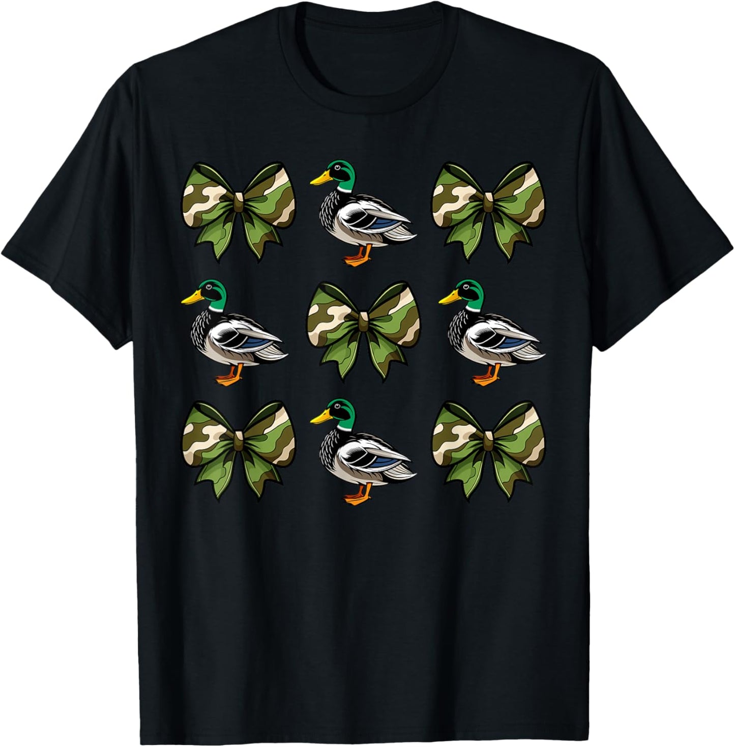 Camo Coquette Bow Duck Hunt Mallard Duck Hunting Women Girls T-Shirt - T-Shirt | Black