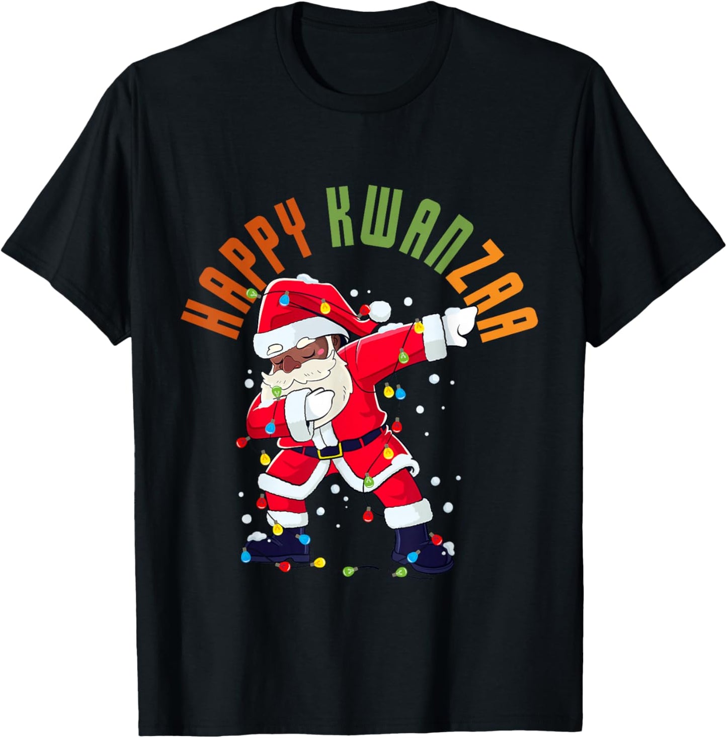 Happy Kwanzaa Black Christmas Funny Santa Dab Dance Men Boys T-Shirt - T-Shirt | Black
