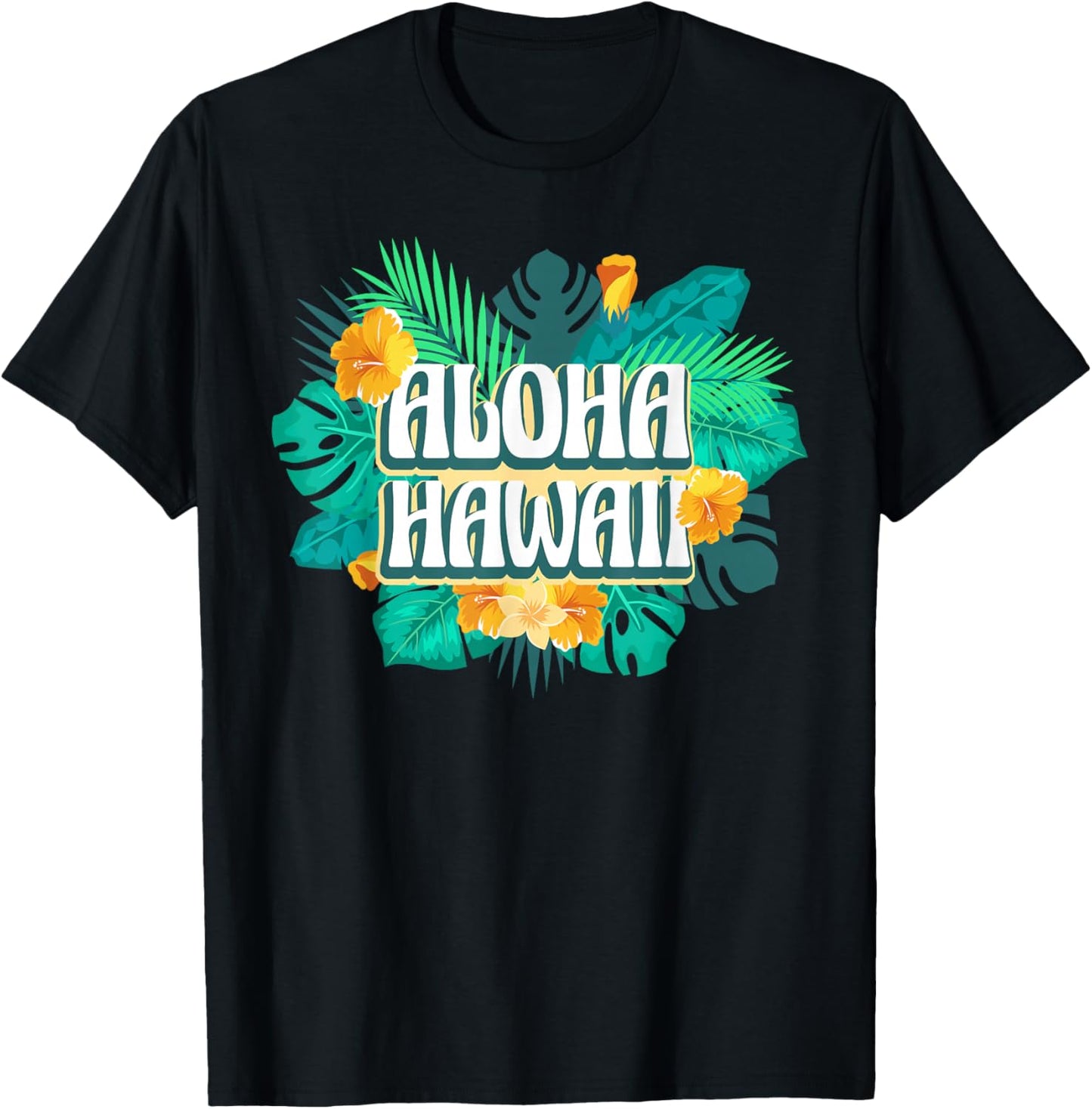 Cool Aloha Art Women Hawaii Vacation Hawaiian Aloha T-Shirt - T-Shirt | Black
